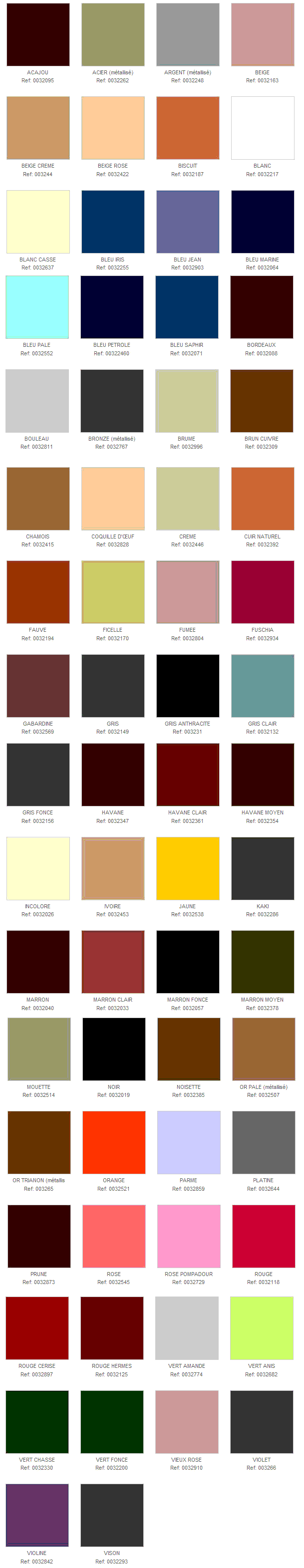 Saphir Color Chart