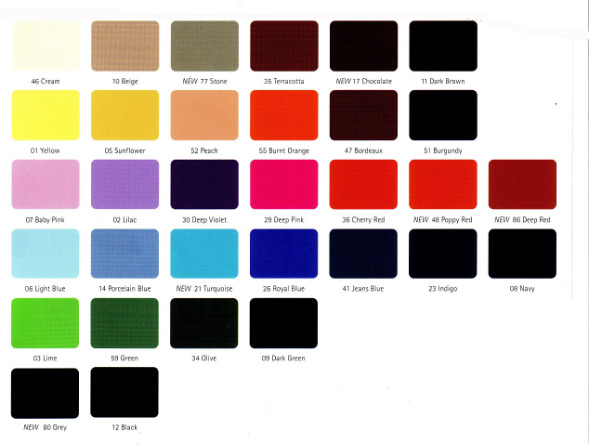 Dylon Leather Dye Colour Chart