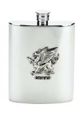 449FL Flask Pewter Stamped Welsh Dragon 6oz