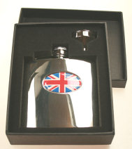 R3333 Langdale Flask Union Jack Flag 6oz Stainless Steel ( use R3446 + badge)