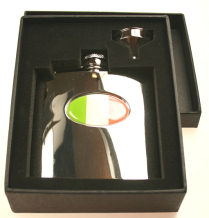 R3334 Langdale Flask Ireland Flag 6oz Stainless Steel ( use R3446 + badge) - Engravable & Gifts/Flasks