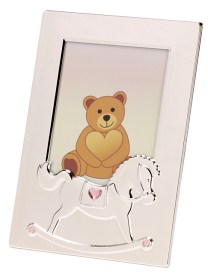 R9951 Rocking Horse Baby Picture Frame Silver Plated - Engravable & Gifts/Picture Frames