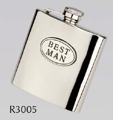 R3005 Langdale Best Man Flask 6oz Stainless Steel ( Use R3446 with Best Man badge) - Engravable & Gifts/Wedding Gifts