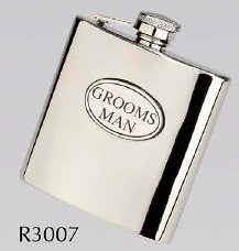 R3007 Langdale Groom Flask 6oz Stainless Steel ( Use R3446 with Groom badge) - Engravable & Gifts/Wedding Gifts