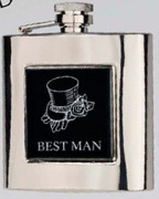 R3770 Highland Hip Flask Best Man 6oz Stainless Steel (Use R3447 + Badge) - Engravable & Gifts/Wedding Gifts