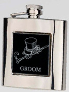 R3772 Highland Hip Flask Groom 6oz Stainless Steel (Use R3447 + Badge) - Engravable & Gifts/Wedding Gifts