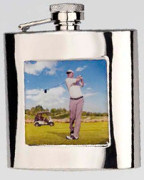 R3785 Highland Hip Flask Golfer 6oz Stainless Steel (Use R3447 + Badge) - Engravable & Gifts/Flasks