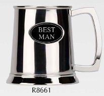R8661 Best Man Tankard Stainless Steel (Use R8005 + badge) - Engravable & Gifts/Wedding Gifts