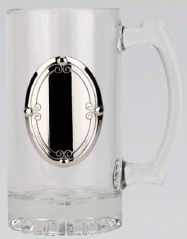 R1002 Guardsman Plain Glass 500ml Tankard with large engraving badge