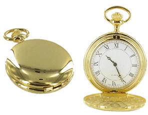 PWF16 Pocket Watch Full Hunter Gold Colour Quartz White Dial