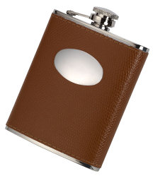 R3391 Flask 6oz Tan Genuine Leather & Funnel in Display Box