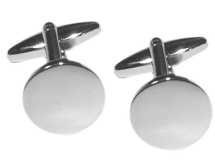 X2N9993 Plain Round Rhodium Plated Cufflinks with Gift Box