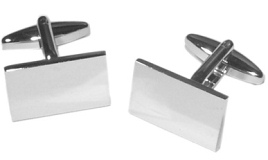 X2N9995 Plain Rectangular Rhodium Plated Cufflinks with Gift Box