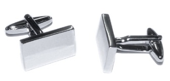 X2N9984 Plain Rectangular Rhodium Plated Deluxe Cufflinks with Gift Box