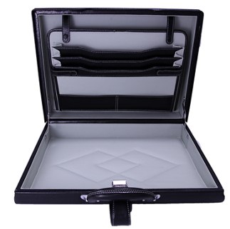 6919 Black Leather Grain PVC Rounded Executive Case