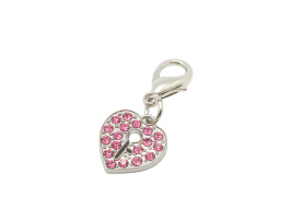 PC32 Pet Charm Crystal L/Heart Pink