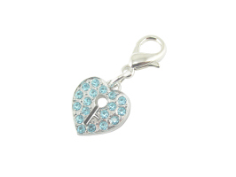 PC33 Pet Charm Crystal L/Heart Blue