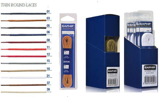 Saphir Laces 75cm Fine Round Blister Pack (6pair) - SAPHIR Shoe Care/Laces