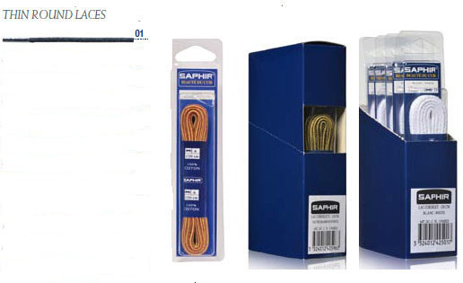 Saphir Laces 200cm Fine Round Blister Pack (4pair) - SAPHIR Shoe Care/Laces