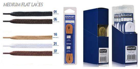 Saphir Laces 60cm Medium Flat Blister Pack (6 pair)