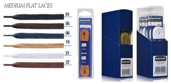 Saphir Laces 120cm Medium Flat Blister Pack (5 pair)