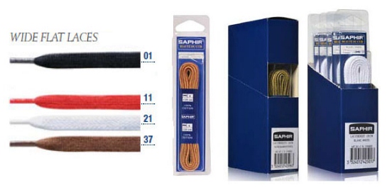 Saphir Laces 120cm Wide Flat Blister Pack (5pair)