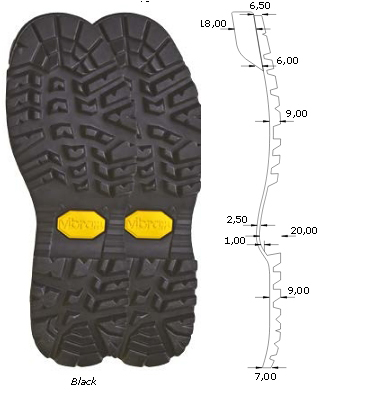 Vibram 1202 Foura Sole Unit Black (Pair)