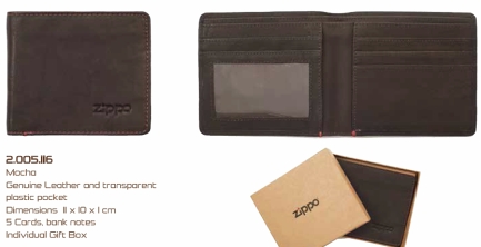 Zippo 2005116 LEATHER BI-FOLD WALLET mocca (11 x 10 x 1cm)