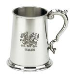 488MB1PT - 1 Pint Pewter Tankard. Welsh Dragon.