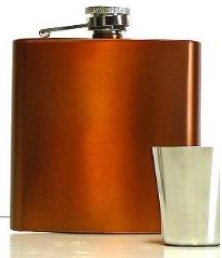 ..X57622 Hip Flask Laser Ready Brushed Copper 6oz