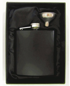 6oz Black Matt Hip Flask Gift Boxed