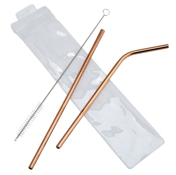 R1997 Metal Travel Straw Set Rose Gold