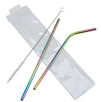 R1998 Metal Travel Straw Set Rainbow