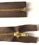 Open End Brown Brass Metal Zip No5 (45cm) - Zips/Metal Open End