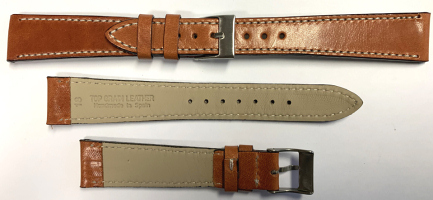 C407 Tan Grain Calf Leather Hand Made Watch Strap