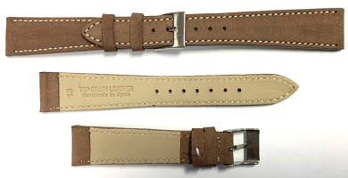 C404 Nut Brandy Nubuck Plain Calf Leather Hand Made Watch Strap