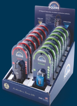 ****CT10 Squire Combination Padlock Display Pack (12) 3 each CP40, CP40S, CP50 and CP50S - Locks & Security Products/Padlocks & Hasps