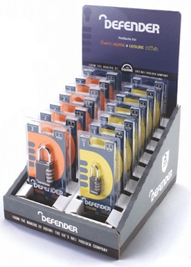 ****CT10 Squire Defender Combination Padlock Display Pack (12) 3 each COMBI20, COMBI30, and 6 COMBI40 combination padlocks - Locks & Security Products/Padlocks & Hasps
