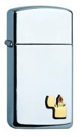 Zippo 60001342 1610-001475 PL 1610ZE CHROME POLISHED W/ EMBLEM SLIM - Zippo/Zippo Lighters