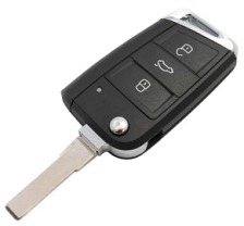 Hook 4284 VGRC13 3 Button MQB Remote Case with HU66T Blade (Chrome Edge) KMS2101 - Keys/Remote Fobs