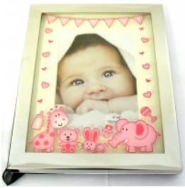 ***X86013 Baby Clothes Photo Frame Pink 23cm x 17cm - Engravable & Gifts/Picture Frames