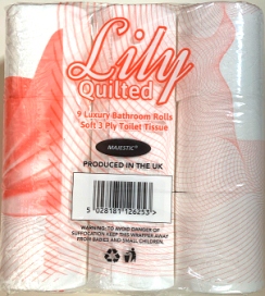 Lily 3 ply Embossed Toilet Rolls (Pack 9) - Shoe Repair Products/Tickets & Bags