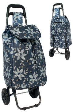 JBST06 Blue Flower Shopping Trolley 56cm x 31cm x 22cm