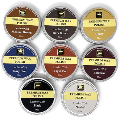 ......*SPECIAL OFFER 8 dozen for the price of 6 Dozen Sovereign Premium Wax Polish 50ml Tin Offer includes 1 doz each Black Dark Brown Medium Brown Light Tan Bordeaux Navy Blue Honey & Neutral