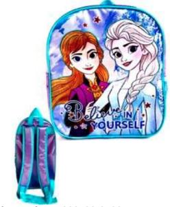 1000E29-9723N Frozen Kids Back Pack 31cm x 24.5cm x 10cm