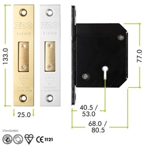 ZBSCD67SS - ZOO BRITISH STANDARD 5L DEADLOCK 67MM SS CHUBB RETRO FIT 3G114 BOXED - Locks & Security Products/Mortice Locks