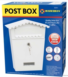 66207C Post Box White 25 x 8 x 30cm - Locks & Security Products/Post Boxes