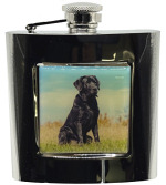 R3799 Black Labrador Flask 6oz Stainless Steel (Use R3447 + Badge) - Engravable & Gifts/Flasks