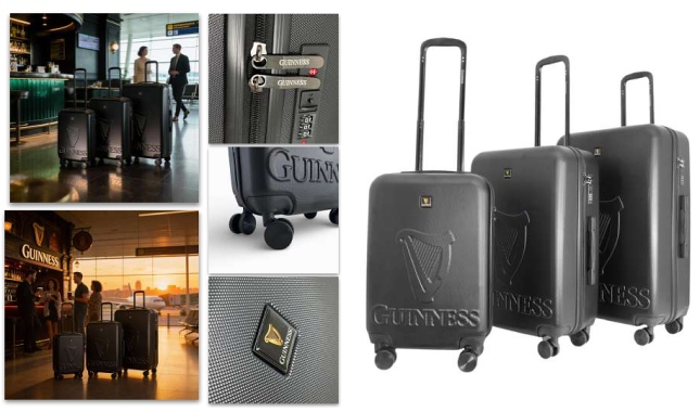 *********JBGN L14 - 3PCS Guinness Luggage Set Black - Leather Goods & Bags/Wallets & Small Leather Goods